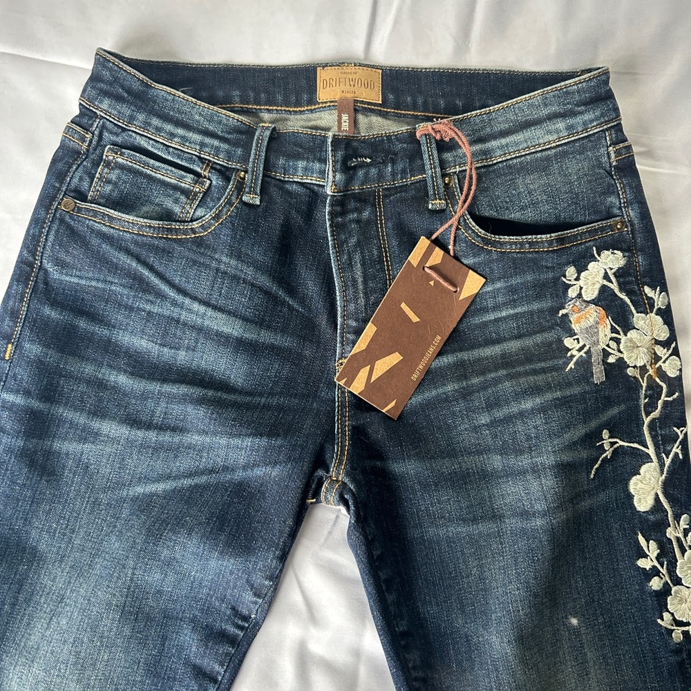 Driftwood Blue Skinny Jeans with Embroidery